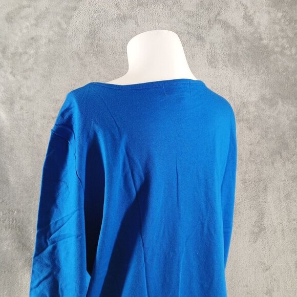 New TURTLE BAY Miss Roy 3/4 Sleeve Top MEDIUM(8-10) Blue Cotton Blend - Picture 7 of 9